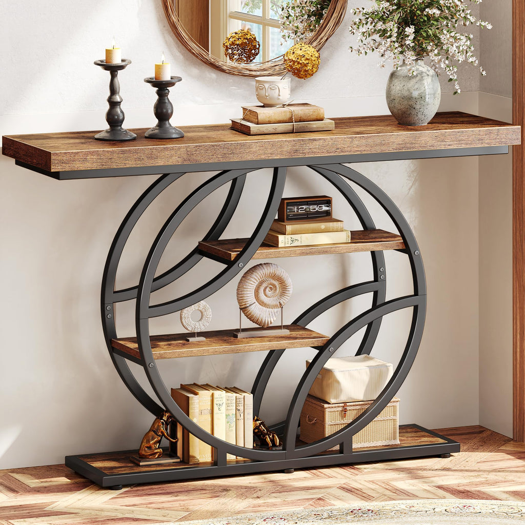Huuger 41.3 Inch Entryway Table with Artistic Curved Metal Frame,Sofa Table