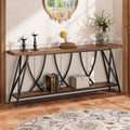 JUSTOGO Narrow Console Table for Entryway, Long Sofa Table, Rustic Brown