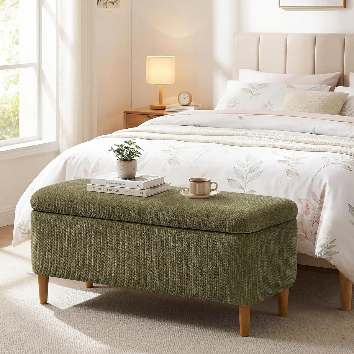 39.4" Ottoman with Storage Upholstered Storage Bench for Living Room
