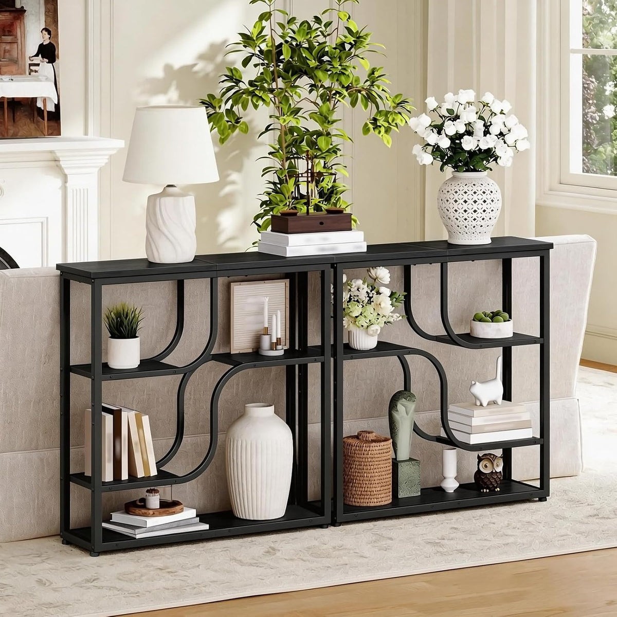 HOOBRO 29.5" Console Table, 5-Tier Narrow Entryway Table, Sofa Table