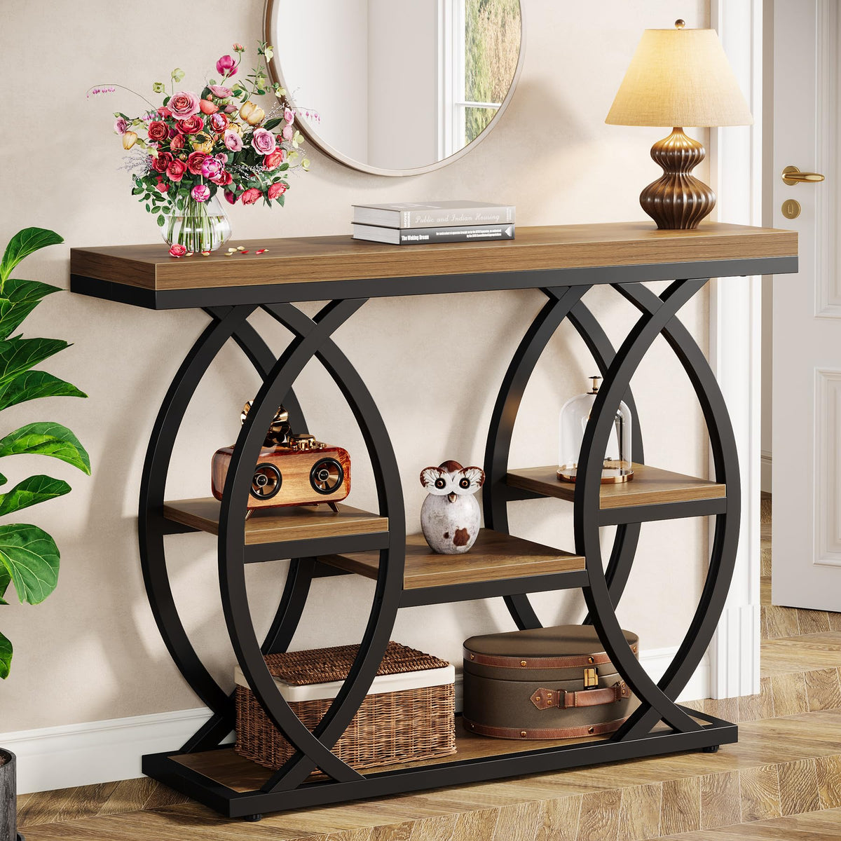 Tribesigns 39.4" Console Table, 4-Tier Sofa Table, Accent Tables, Grey