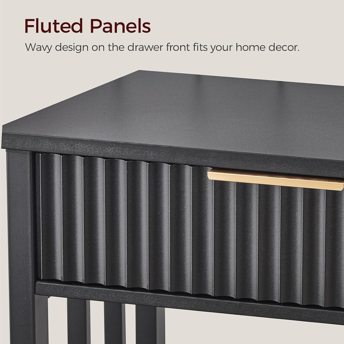 MAHANCRIS 39.4" Console Table with 2 Drawers, Fluted Black Entryway Table