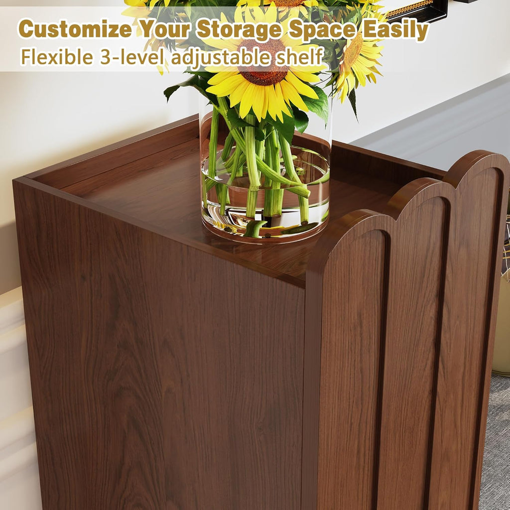 3More L-Shaped Entryway Shoe Bench with Cushioned Seat, Brown