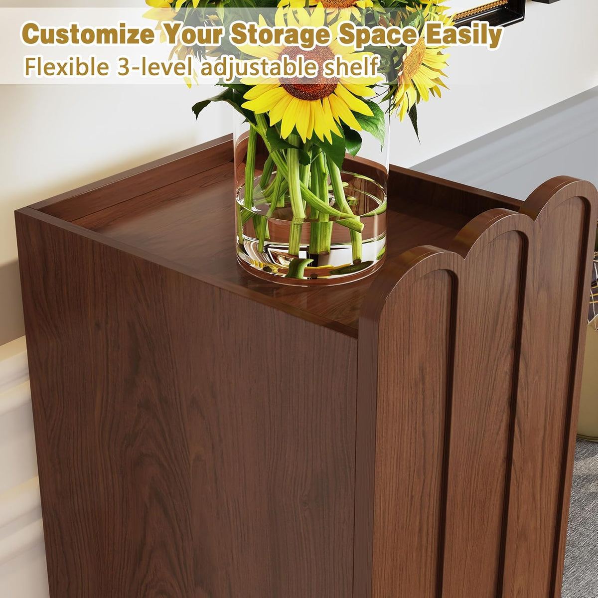 3More L-Shaped Entryway Shoe Bench with Cushioned Seat, Brown