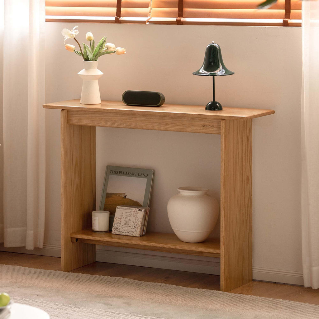 YESWOOD Solid Oak Console Table, 39'' Narrow Entryway Table, Natural