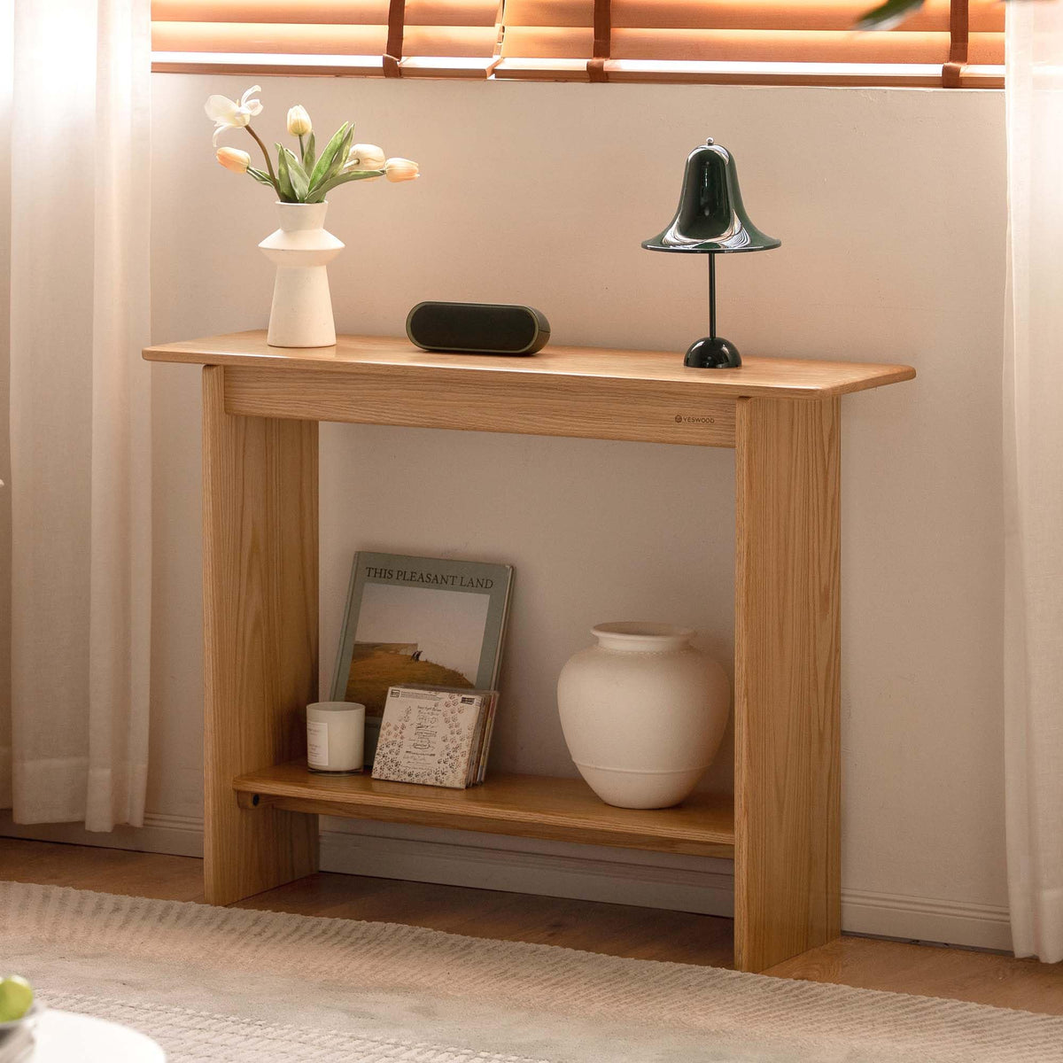 YESWOOD Solid Oak Console Table, 39'' Narrow Entryway Table, Natural