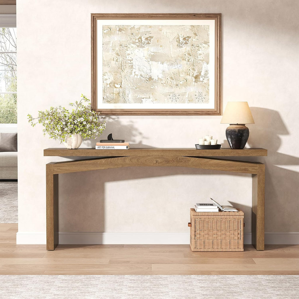 Epecoya Console Tables for Entryway 63-Inch, Natural Brown