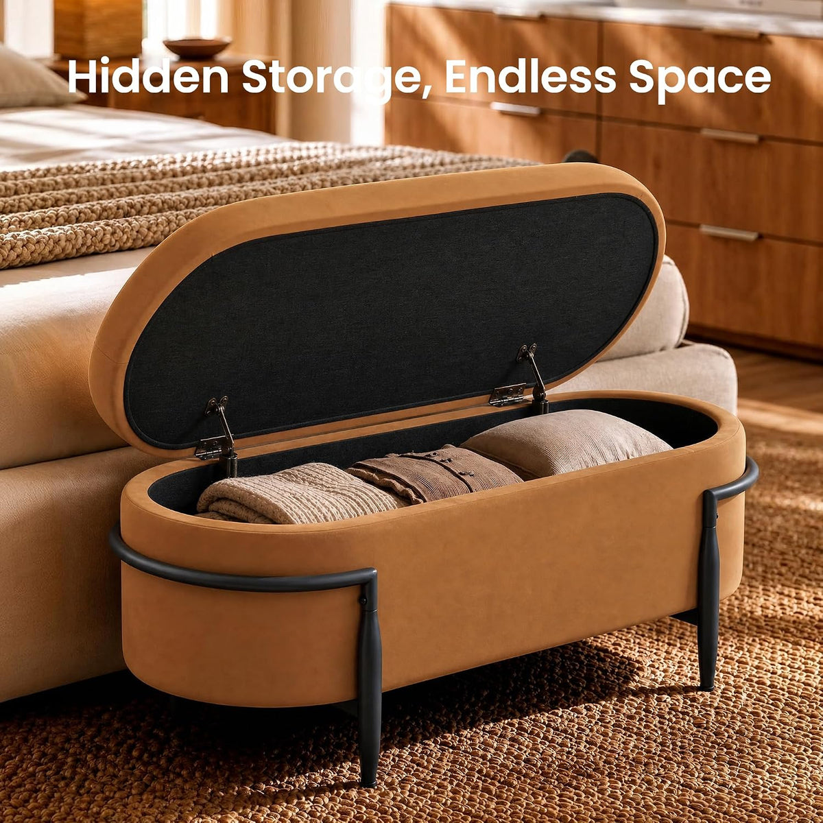 ModernMate 42.7" Storage Ottoman Bench, End of Bed Storage Chest Bench