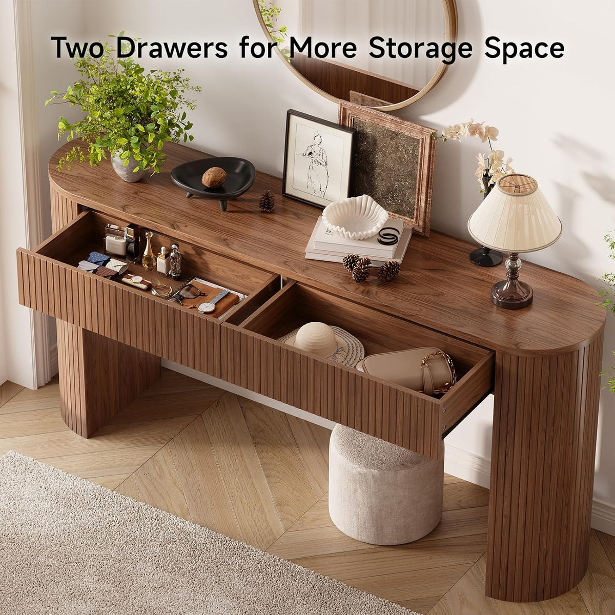 ONBRILL 63 Inch Console Table with 2 Drawers, Entryway Tables with Storage