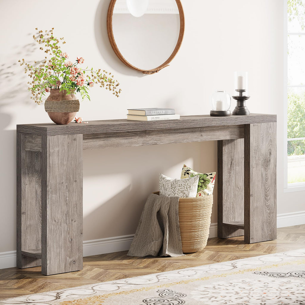 Tribesigns 70.9-Inch Console Table, Farmhouse Sofa Table Behind Couch, Narrow Entryway Table for Living Room, Hallway, Foyer, Light Brown