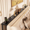 Huuger 118 Inch Sofa Table with Power Outlets, Skinny Behind Couch Table