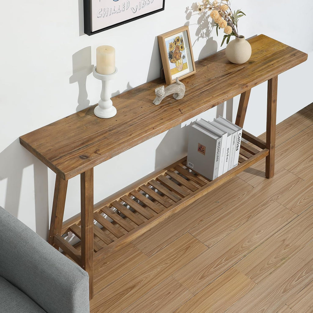 HOKYHOKY Reclaimed Solid Wood Console Table, 59" Farmhouse Entryway Tables