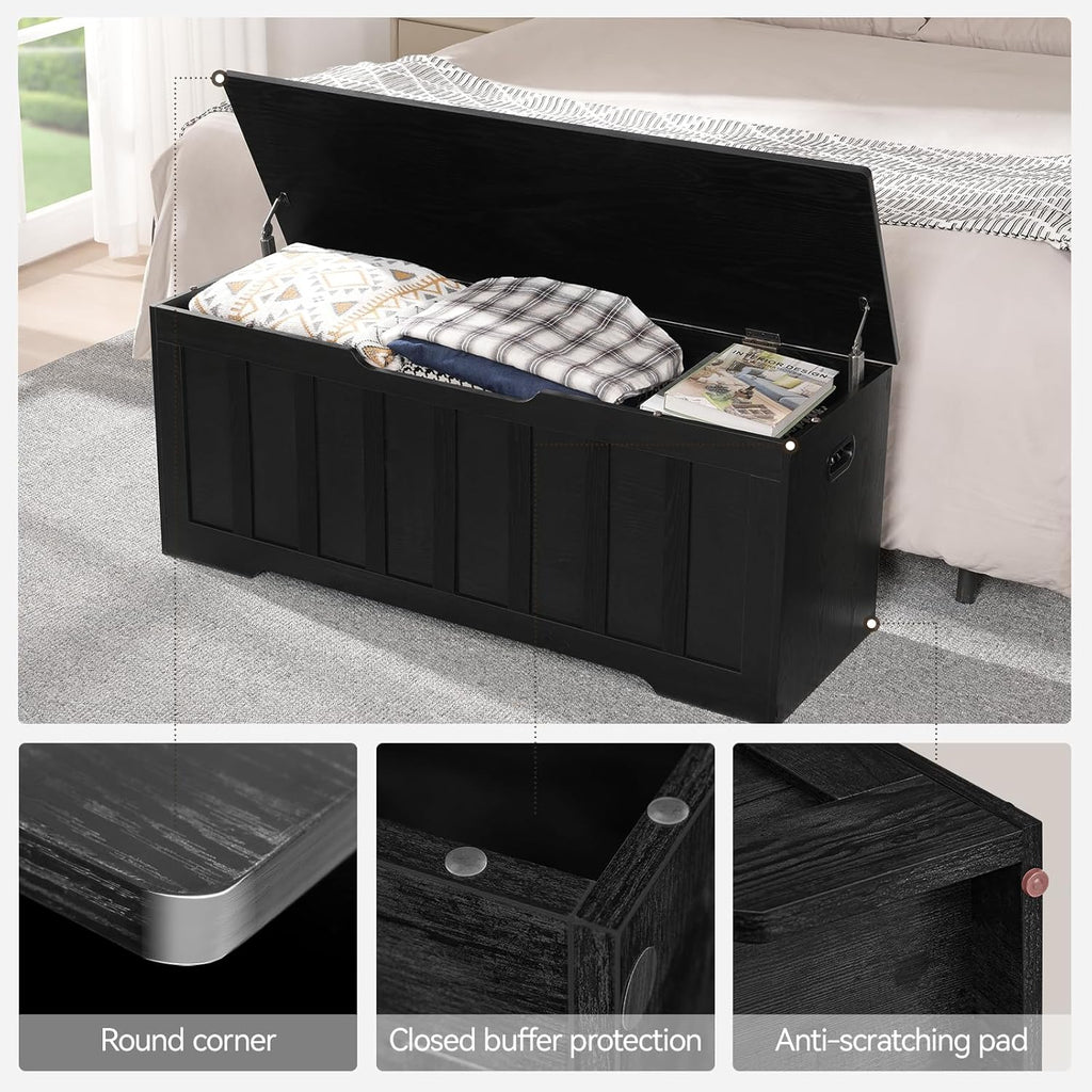 VANKILEY 47.2" Storage Chest Extra Large, Storage Bench(Black)