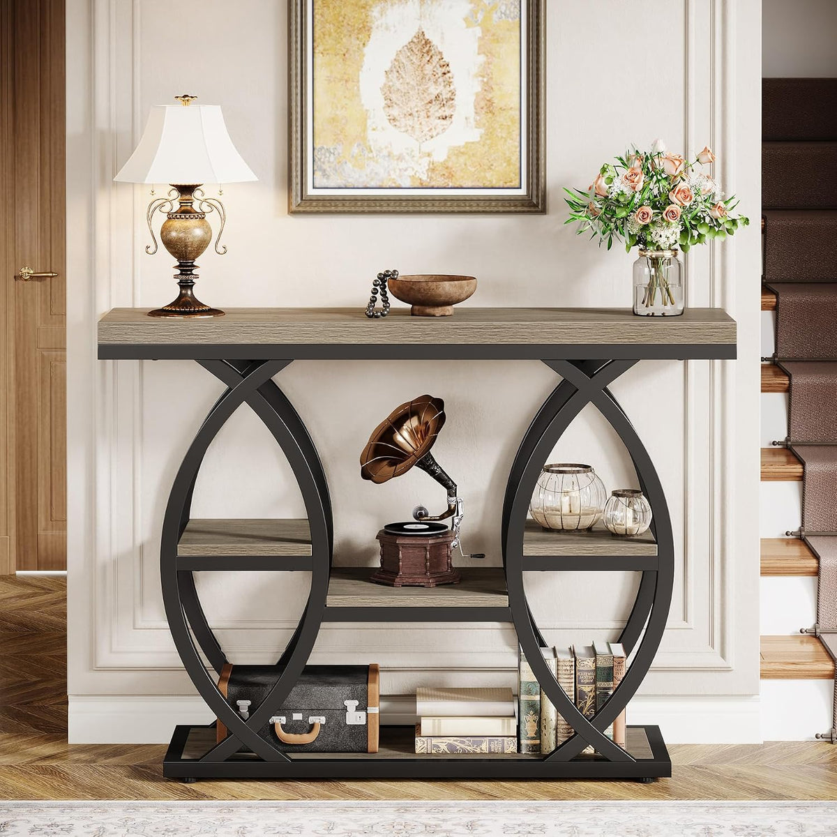 Tribesigns 39.4" Console Table, 4-Tier Sofa Table, Accent Tables, Grey