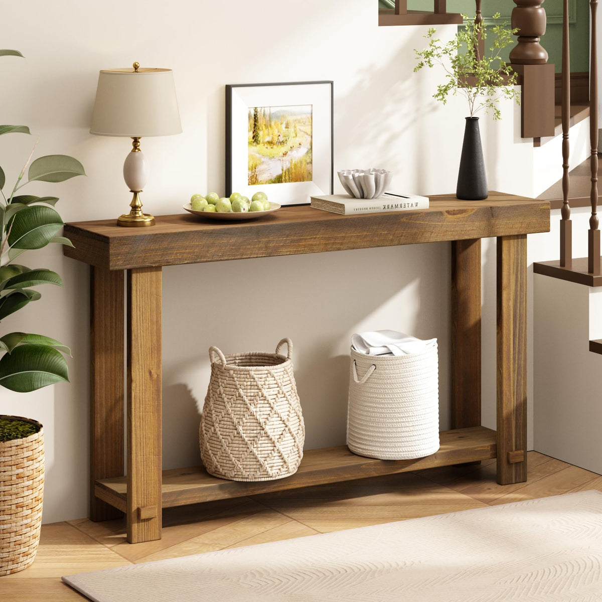 HOKYHOKY 42.5" Solid Wood Console Table for Entryway, Narrow Sofa Table
