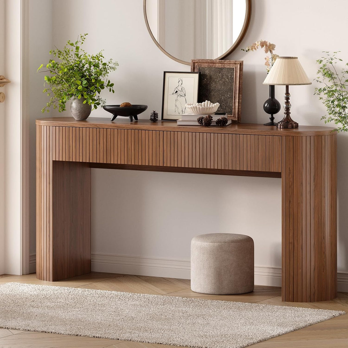 ONBRILL 63 Inch Console Table with 2 Drawers, Entryway Tables with Storage
