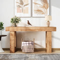 PlayfulPals 63 Inch Farmhouse Console Table, Wooden Rectangular Sofa Behind Couch, Long Entryway Table for Hallway Living Room, Natural
