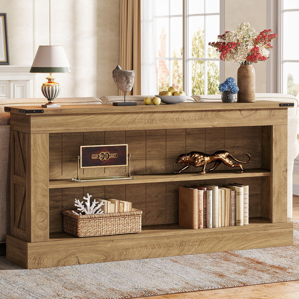 Tribesigns 63" Console Table, 3-Tier Entryway Table with Storage Shelves
