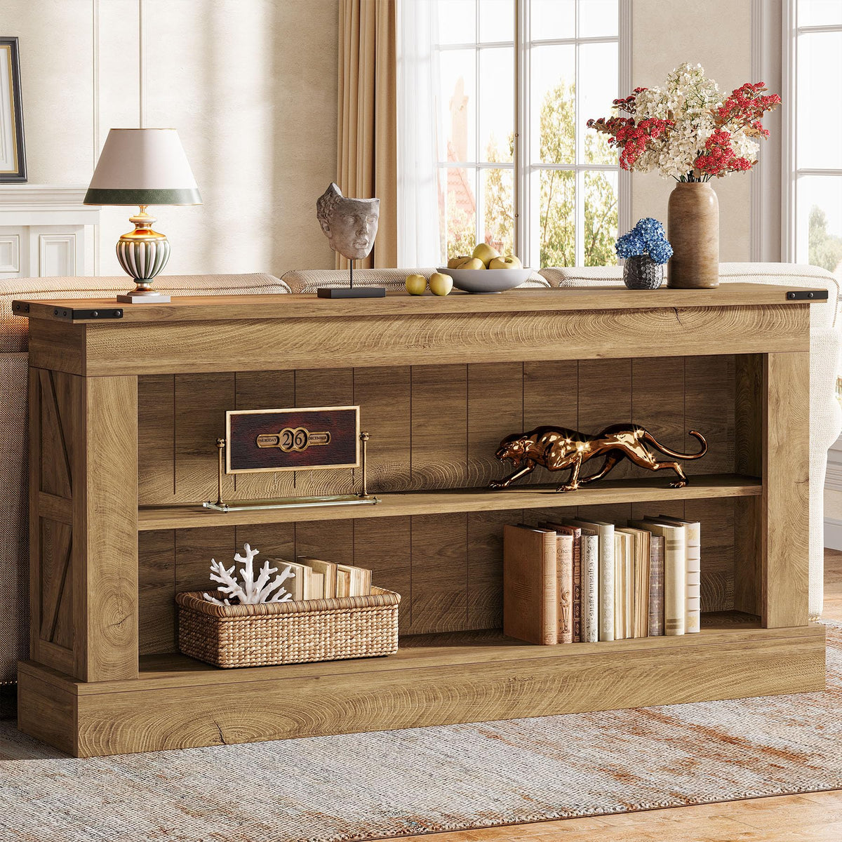 Tribesigns 63" Console Table, 3-Tier Entryway Table with Storage Shelves