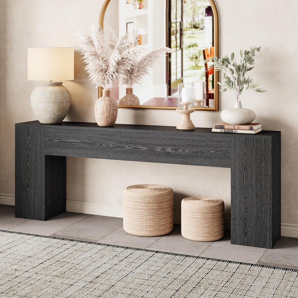 Epecoya Extra Long Console Tables for Entryway 86-Inch, Natural Oak Brown