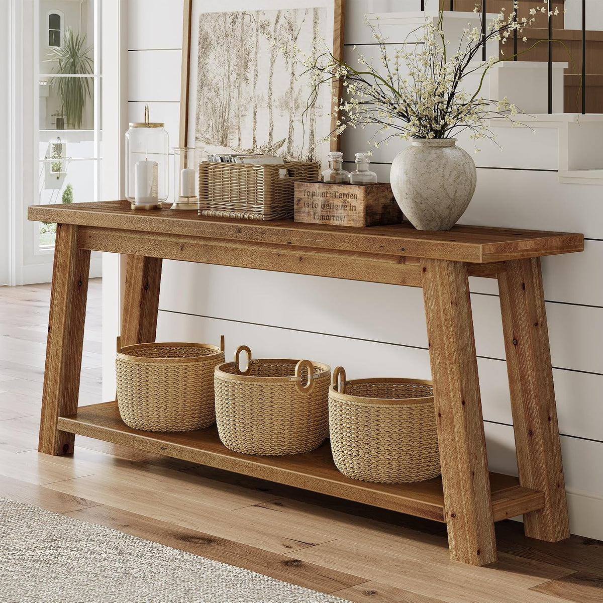 LITTLE TREE 70.9" Solid Wood Console Table for Entryway