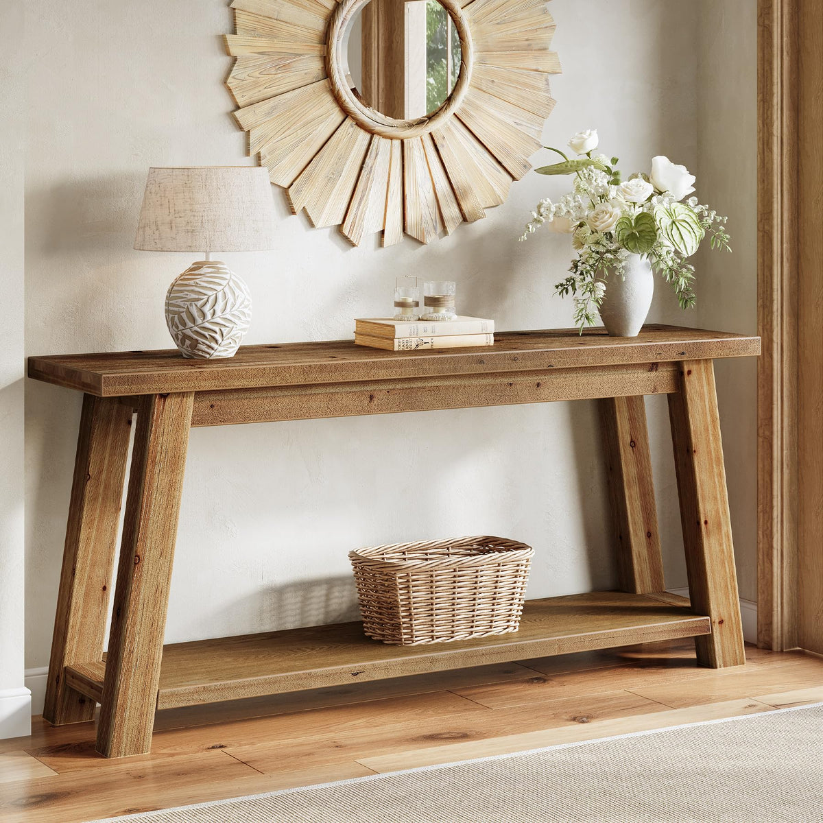 LITTLE TREE 70.9" Solid Wood Console Table for Entryway
