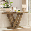 51" Console Table, V-Shaped Entryway Table, Wood Sofa Table Behind Couch
