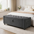 Amada 46" Storage Ottoman Bench w/Side Pocket & Safety Hinge, White