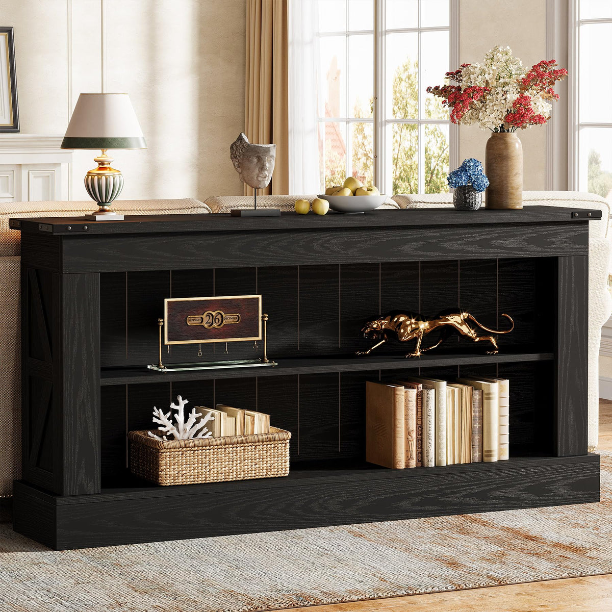 Tribesigns 63" Console Table, 3-Tier Entryway Table with Storage Shelves