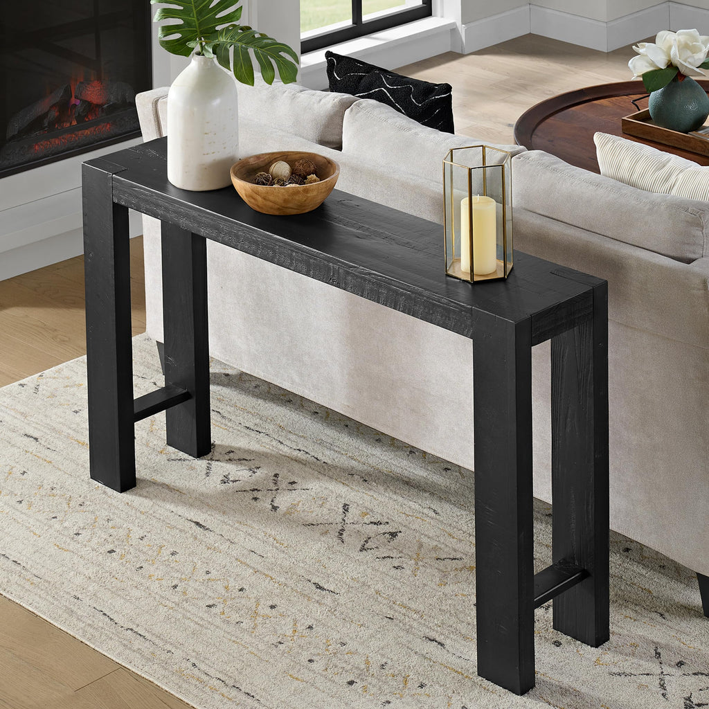 Alaterre Furniture Classic Solid Wood Console Table - 56 Inch Modern Farmhouse Entryway Table - Easy Assembly Living Room Furniture for Behind The Couch, Entryway, or Hallway (Brown)