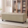 SONGMICS Storage Ottoman, 48 Inches Long Bed End Stool, Solid Wood Legs