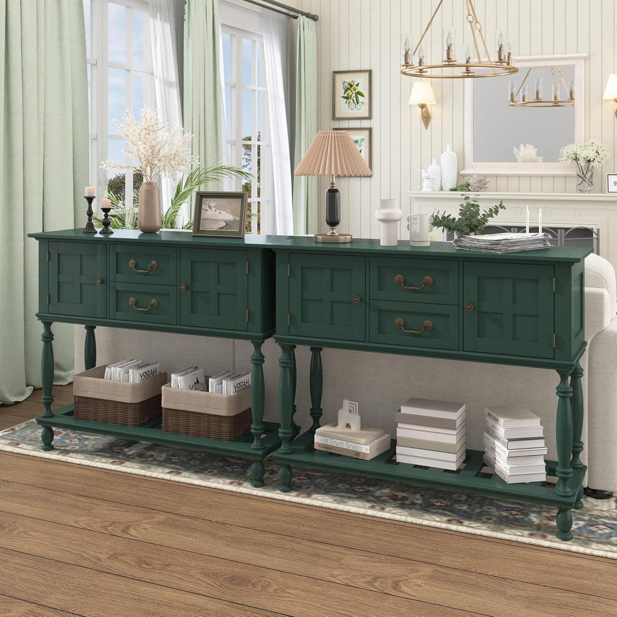 42 inch Entryway Table with Drawers, Farmhouse Console Table