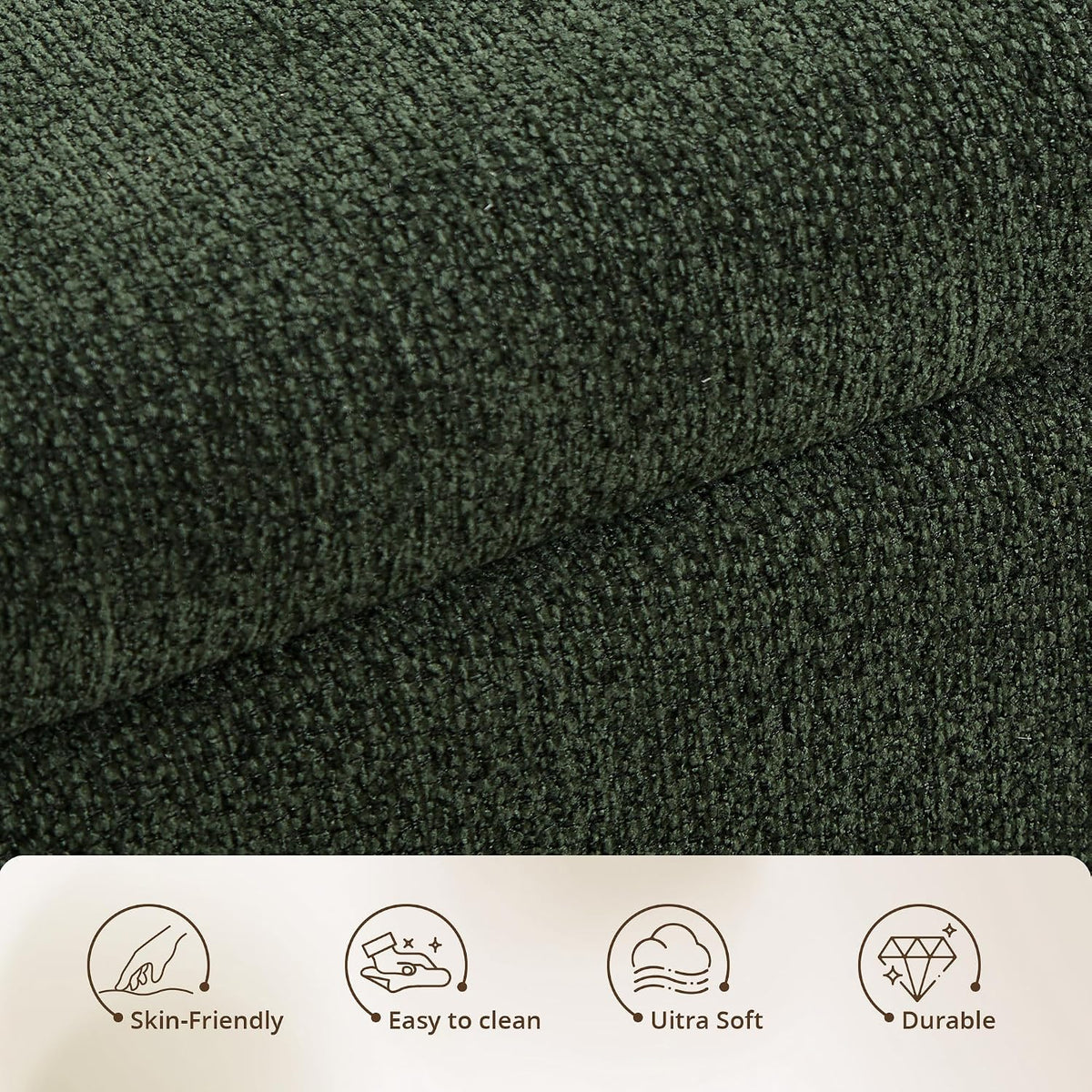 47'' Modern Storage Ottoman Benches with Walnut Wood Legs Ottoman Bench with 22 Gallons Storage Space Fabric Upholstered Seating End of Bed Bench for Bedroom for Livingroom Green