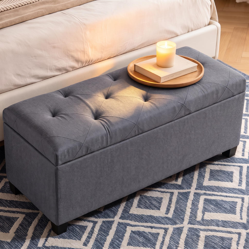 DUMOS Storage Ottoman Bench, 43.3 Inch End of Bed Bench for Living Room