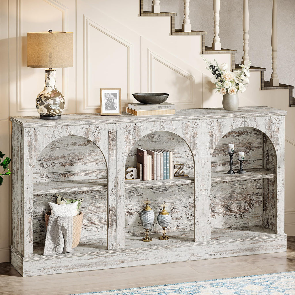 Tribesigns Black Console Table with Storage, 63" Long Arched Entryway Table