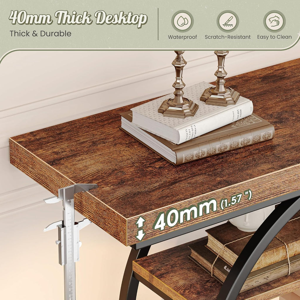 Huuger 41.3 Inch Entryway Table with Artistic Curved Metal Frame,Sofa Table