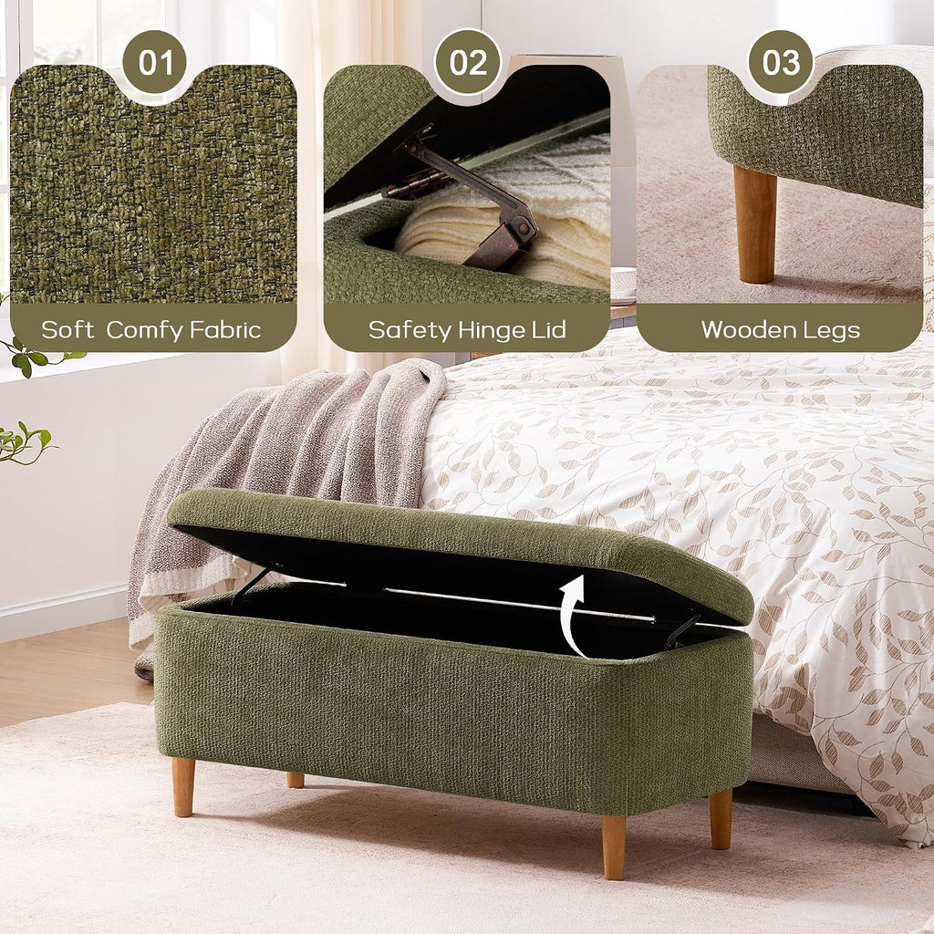 39.4" Ottoman with Storage Upholstered Storage Bench for Living Room