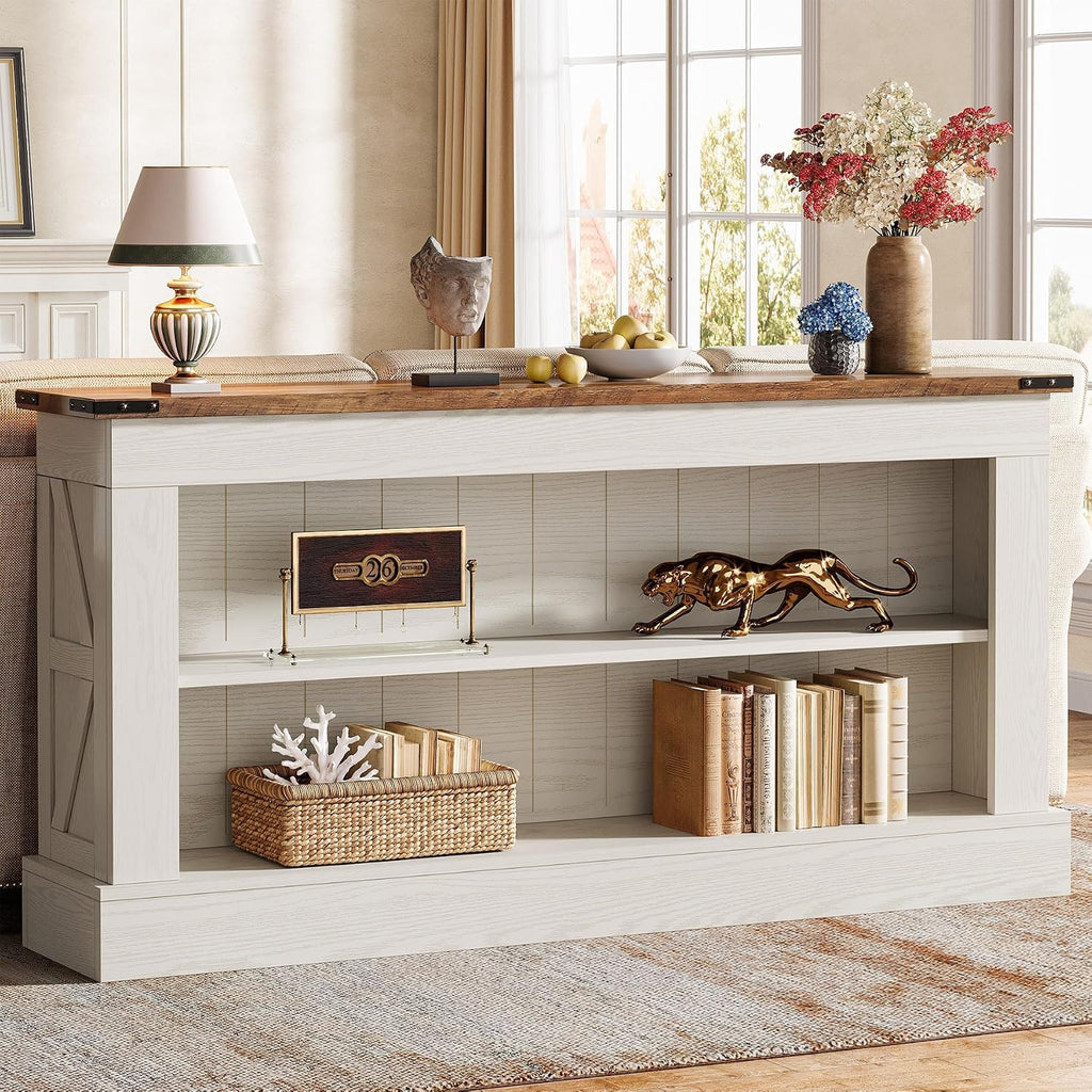 Tribesigns 63" Console Table, 3-Tier Entryway Table with Storage Shelves