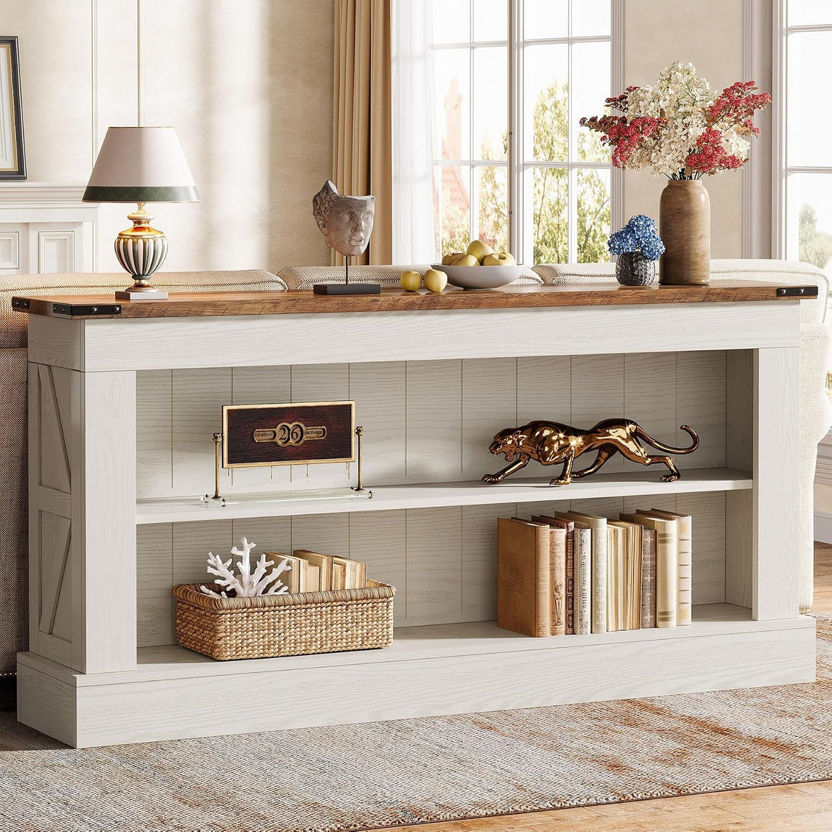 Tribesigns 63" Console Table, 3-Tier Entryway Table with Storage Shelves