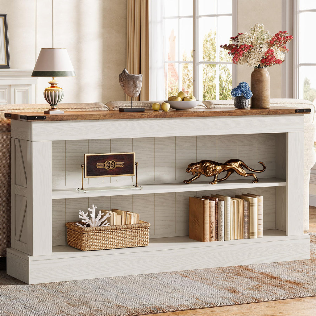 Tribesigns 63" Console Table, 3-Tier Entryway Table with Storage Shelves