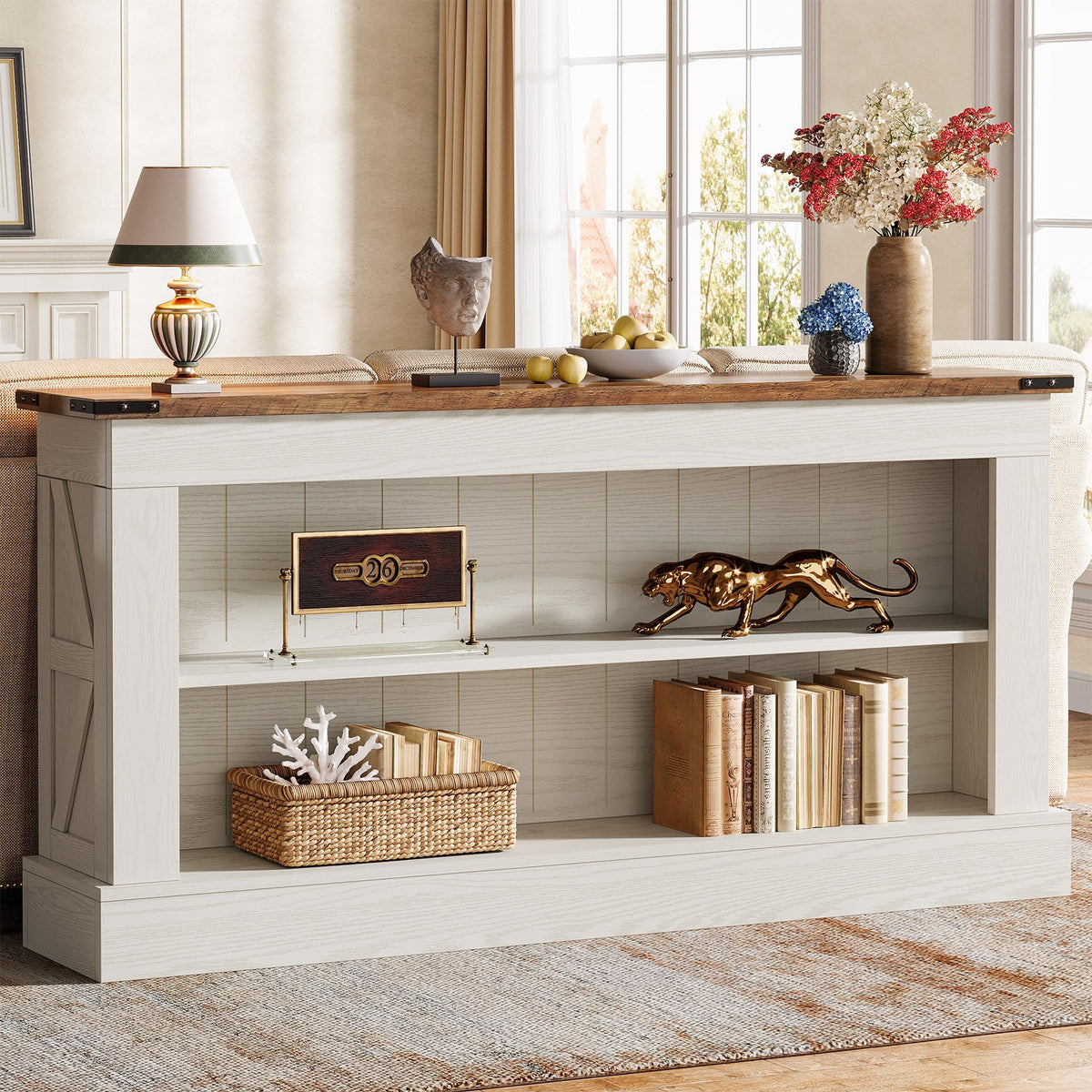 Tribesigns 63" Console Table, 3-Tier Entryway Table with Storage Shelves