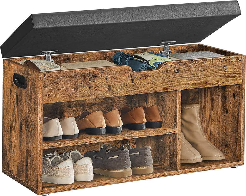 VASAGLE Storage Bench with Cushion, Shoe Bench,11.8 x 31.5 x 17.3 Inches