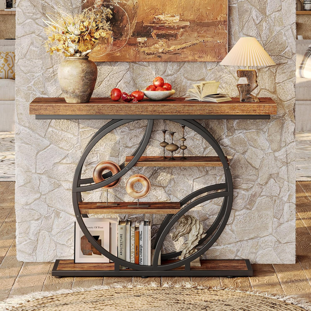 Huuger 41.3 Inch Entryway Table with Artistic Curved Metal Frame,Sofa Table