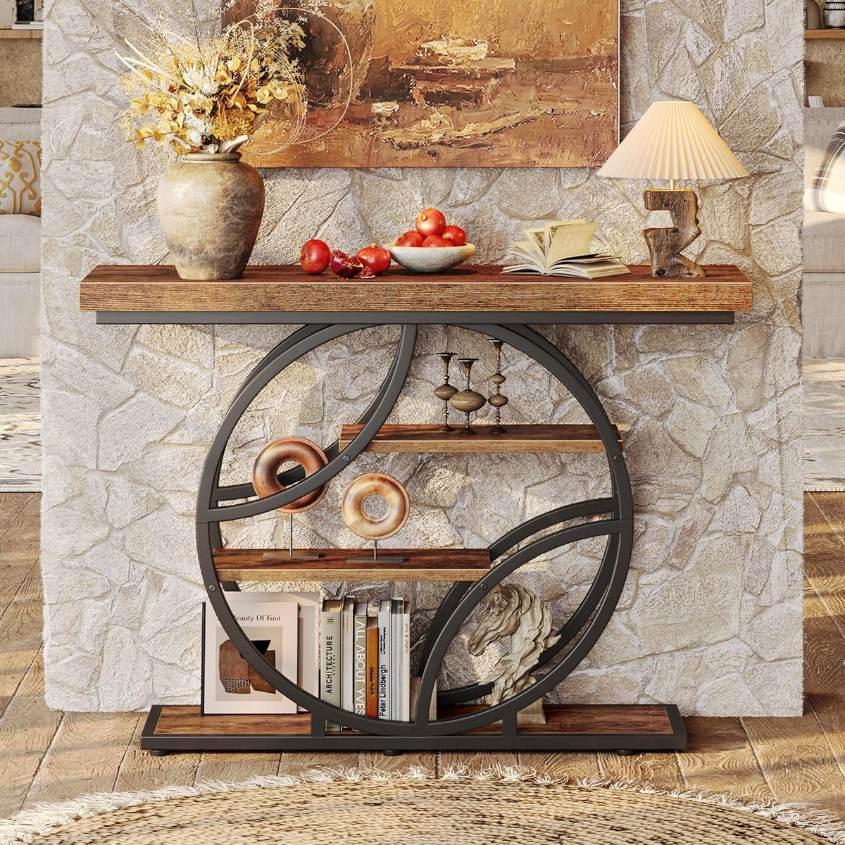 Huuger 41.3 Inch Entryway Table with Artistic Curved Metal Frame,Sofa Table