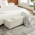 60.2" Storage Bench, End of Bed Storage Benches, Chenille Fabric Upholstered Ottoman Bench with Safety Hinge for Living Room Entryway Bedroom Hallway