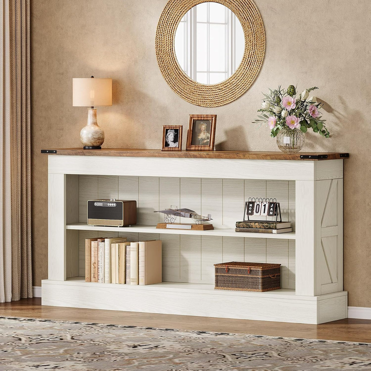 Tribesigns 63" Console Table, 3-Tier Entryway Table with Storage Shelves