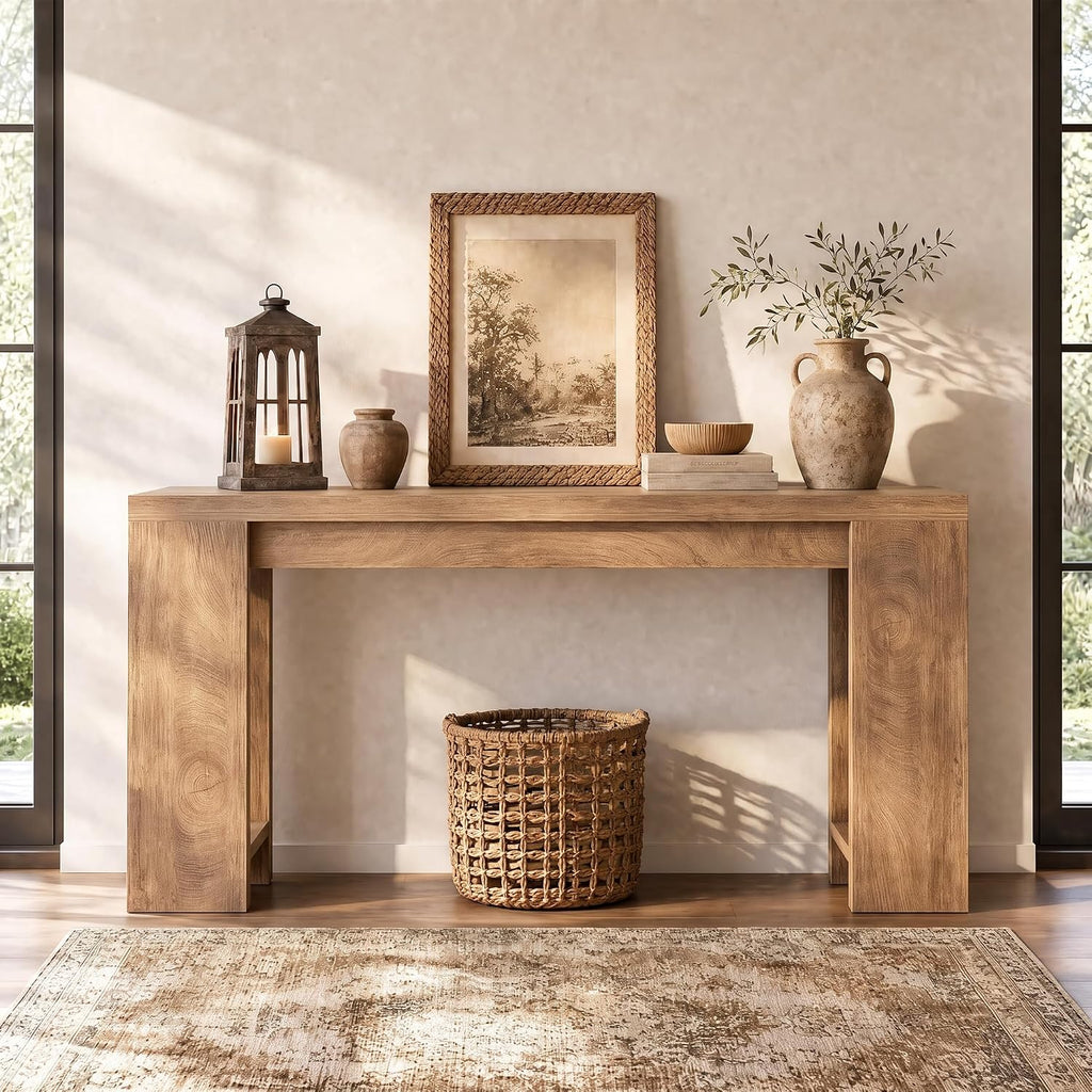 Tribesigns 70.9-Inch Console Table, Farmhouse Sofa Table Behind Couch, Narrow Entryway Table for Living Room, Hallway, Foyer, Light Brown