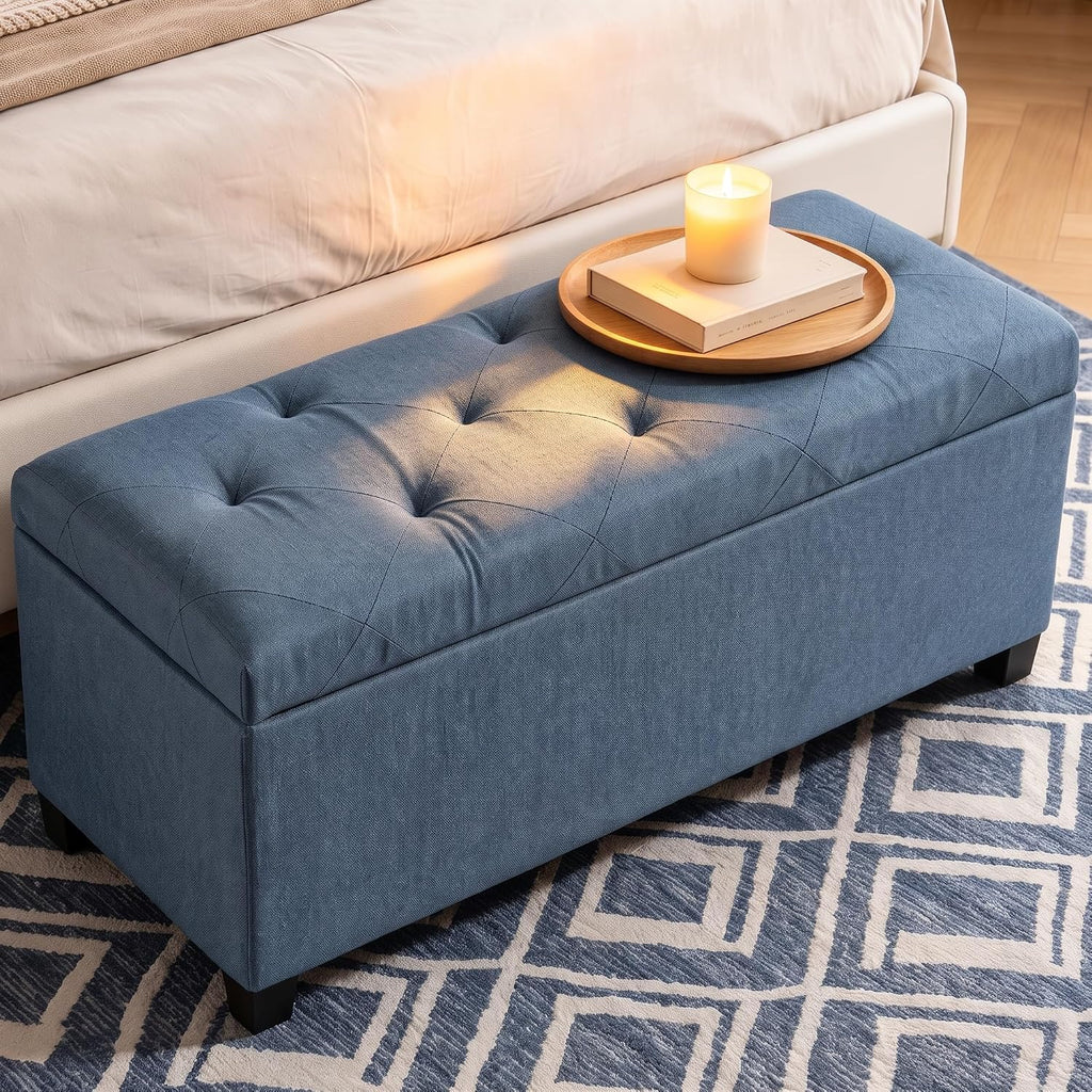 DUMOS Storage Ottoman Bench, 43.3 Inch End of Bed Bench for Living Room