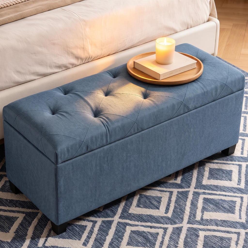 DUMOS Storage Ottoman Bench, 43.3 Inch End of Bed Bench for Living Room