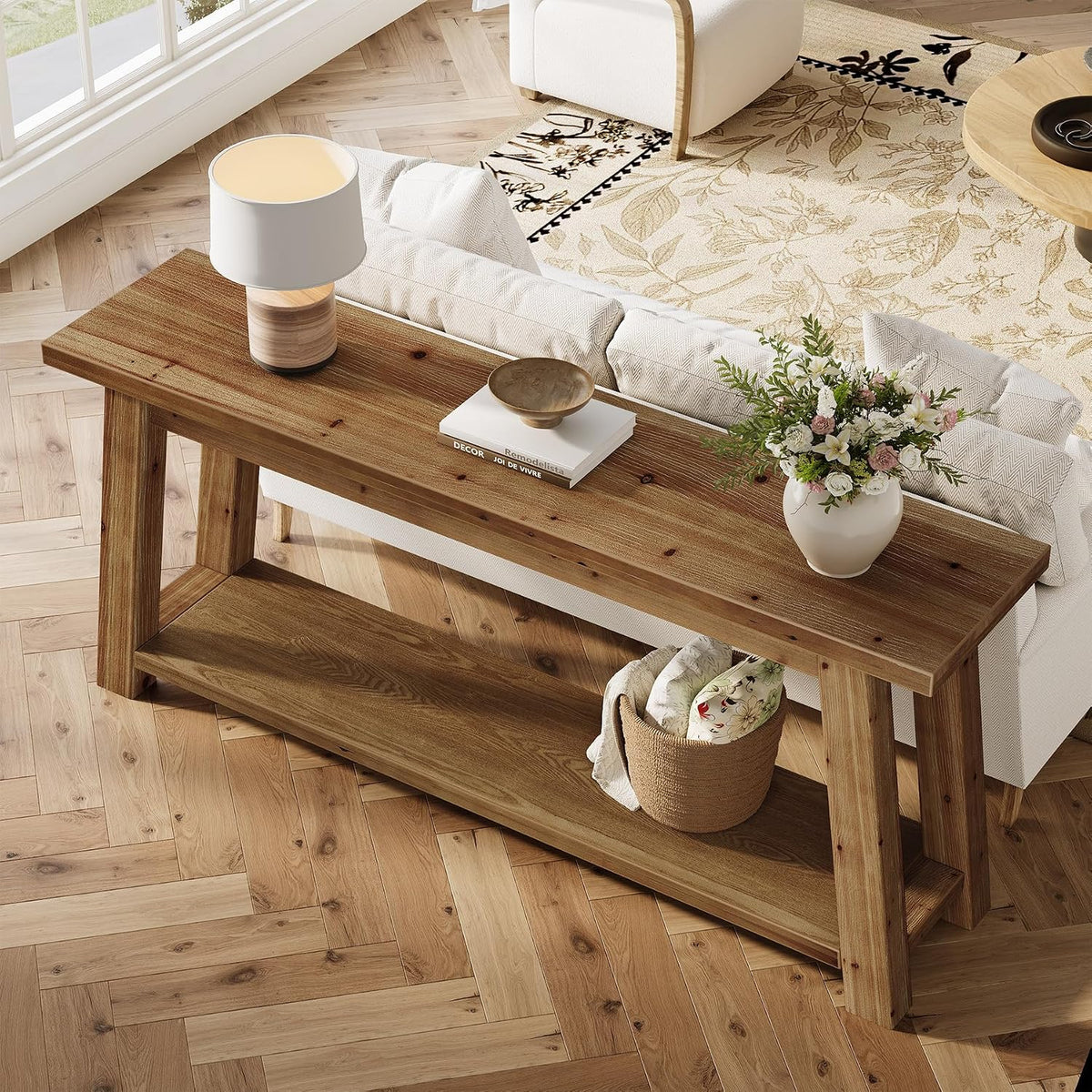 LITTLE TREE 70.9" Solid Wood Console Table for Entryway